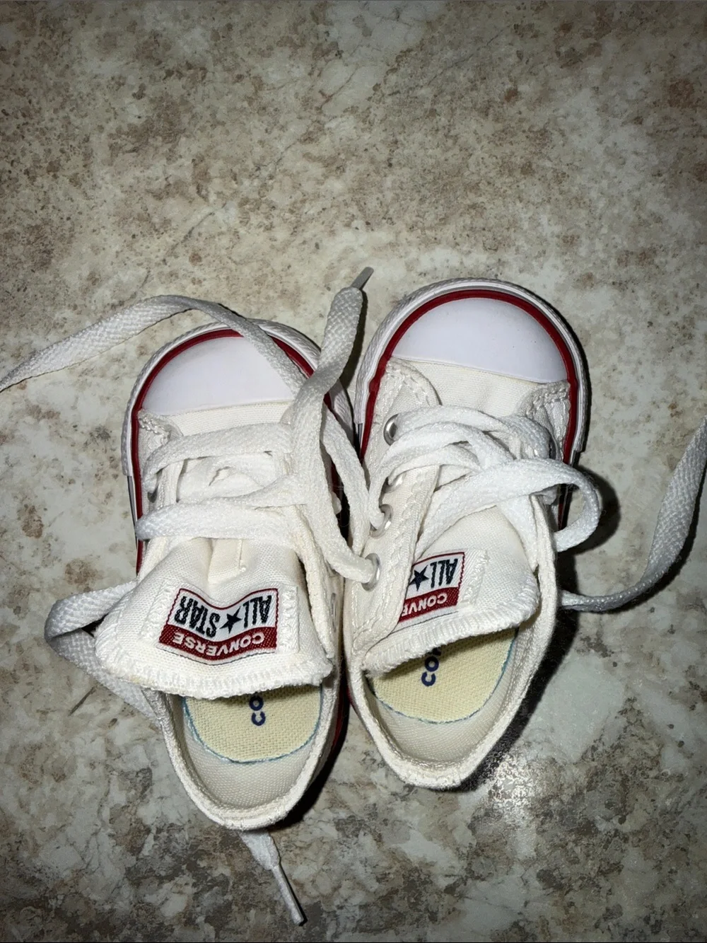 Converse Baby White Canvas Sneakers with Red Trim